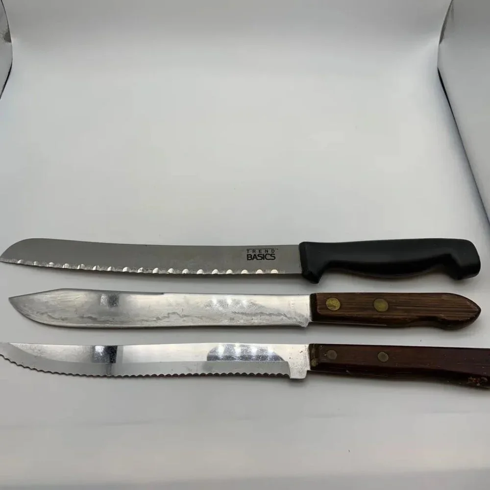 Set of 3 Vintage Unique Kitchen Knives Cutlery Set